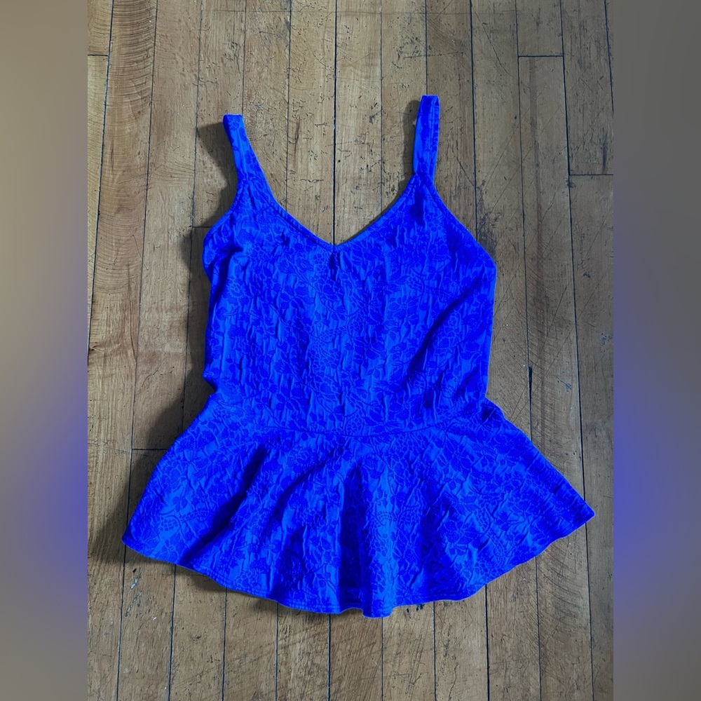 Cobalt Textured Peplum Tank Top - Size L